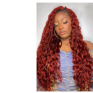Hair Extension Braids 24" Reddish Brown 7 Packs w/ Crochet Hook & Beads NEW